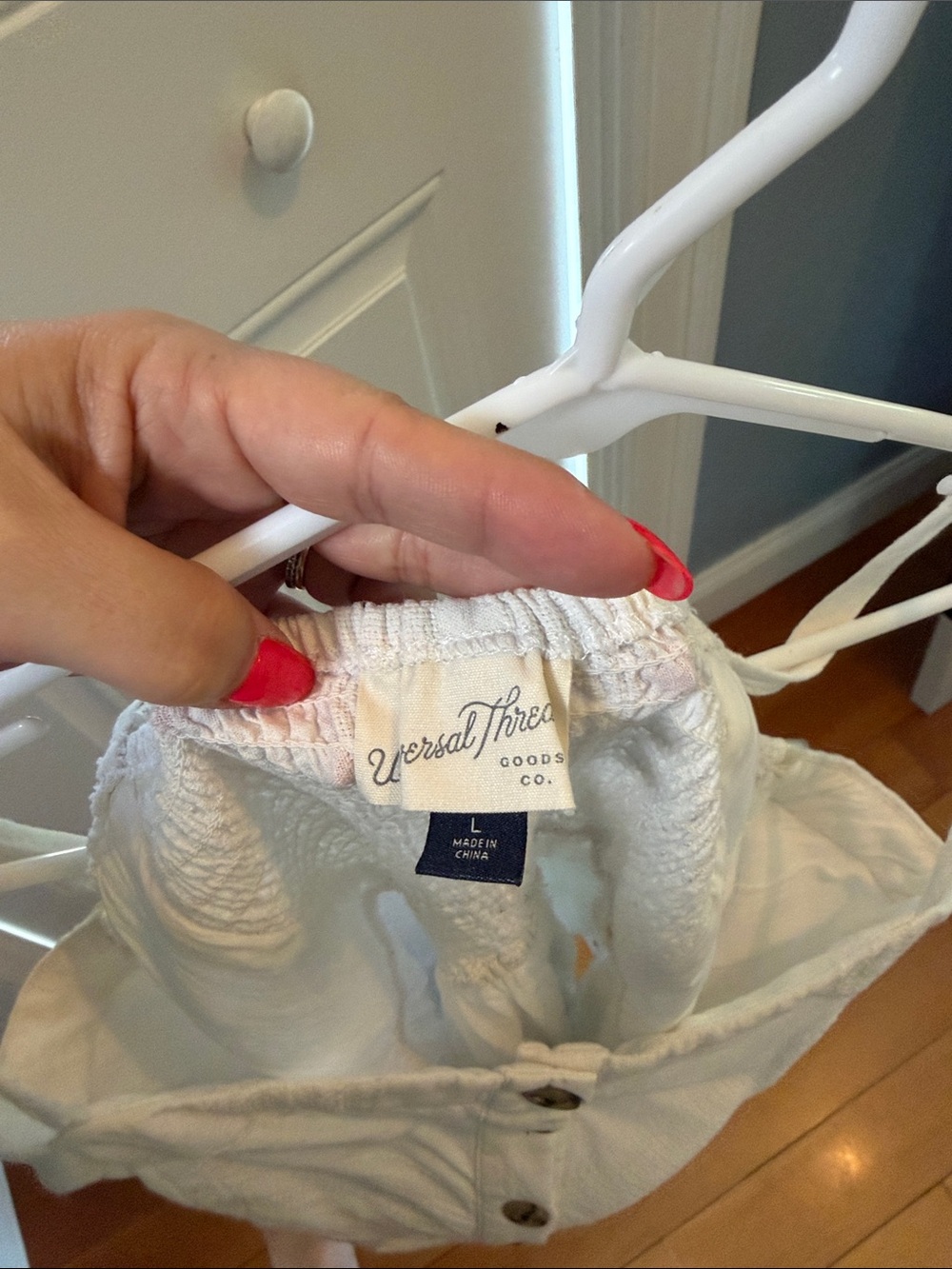 Universal Thread White Button-Front Mini Dress with Spaghetti Straps - Picture 2 of 3